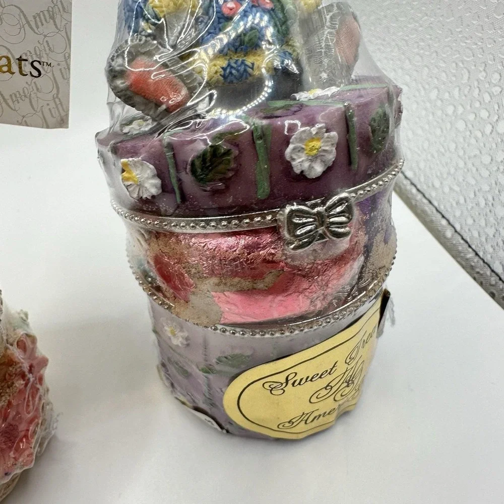 VTG NOS Set Of 3 Easter‎ Bunny Rabbit Hinged Boxes With Candy Decor 5